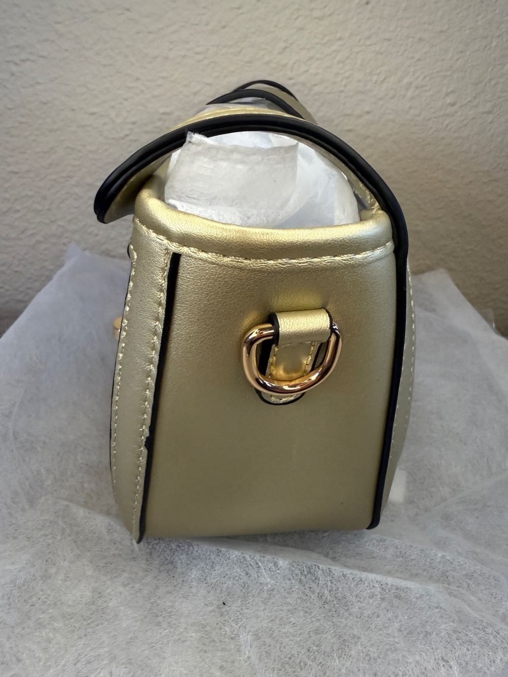 Clear Transparent Saddle Bag Purse, Gold w/ Chain Crossbody - Zenana Outfitters - Picture 4 of 16